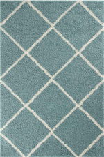 Moroccan Duck Egg Blue Shaggy Rug | 550 - Bargainia.com - 