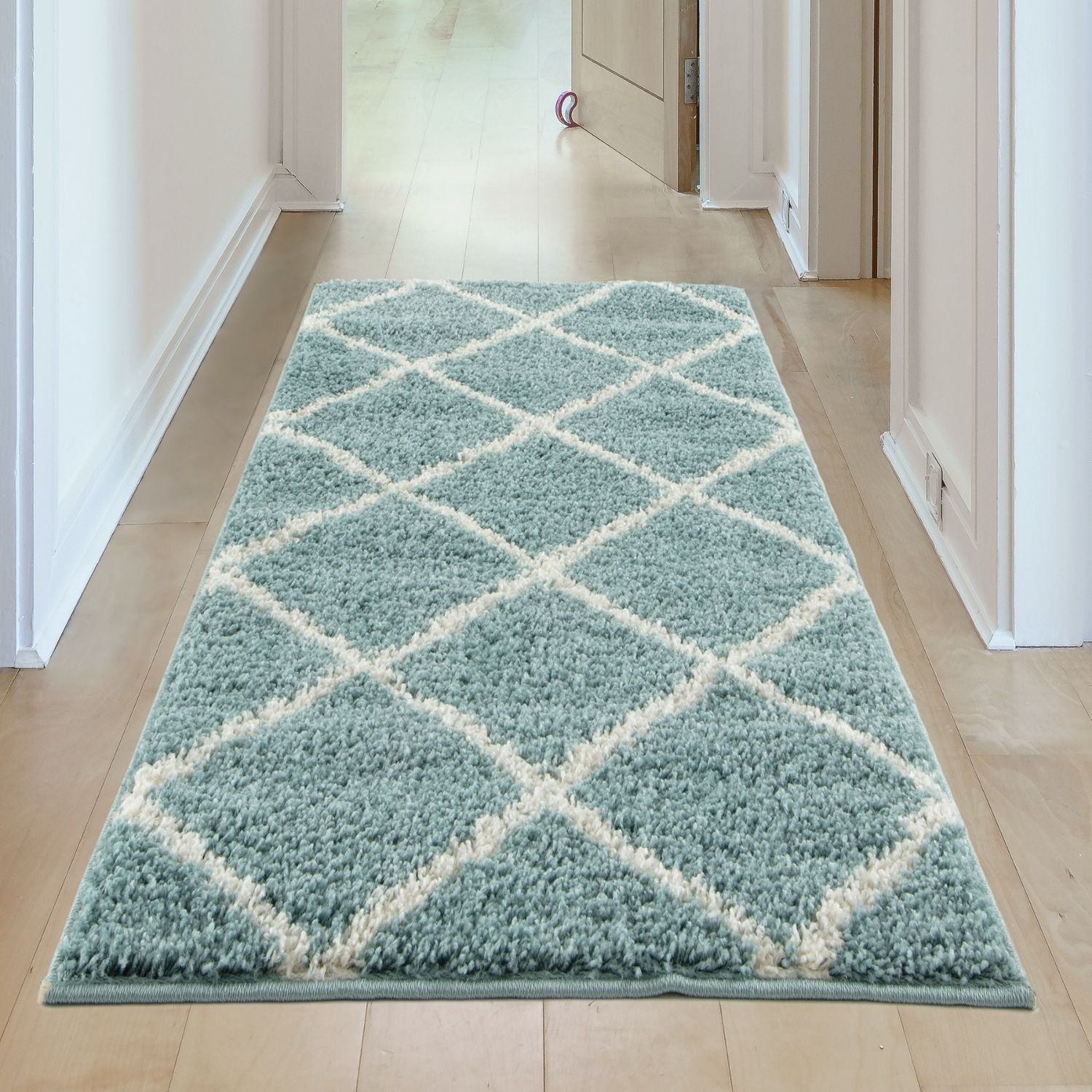 Moroccan Duck Egg Blue Shaggy Rug | 550 - Bargainia.com - 5056584503043 - 3210