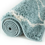 Moroccan Duck Egg Blue Shaggy Rug | 550 - Bargainia.com - 