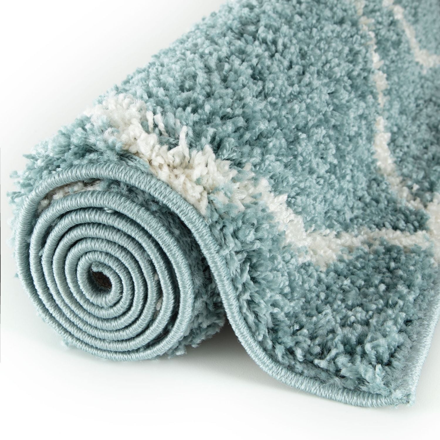 Moroccan Duck Egg Blue Shaggy Rug | 550 - Bargainia.com - 5056584503043 - 3210