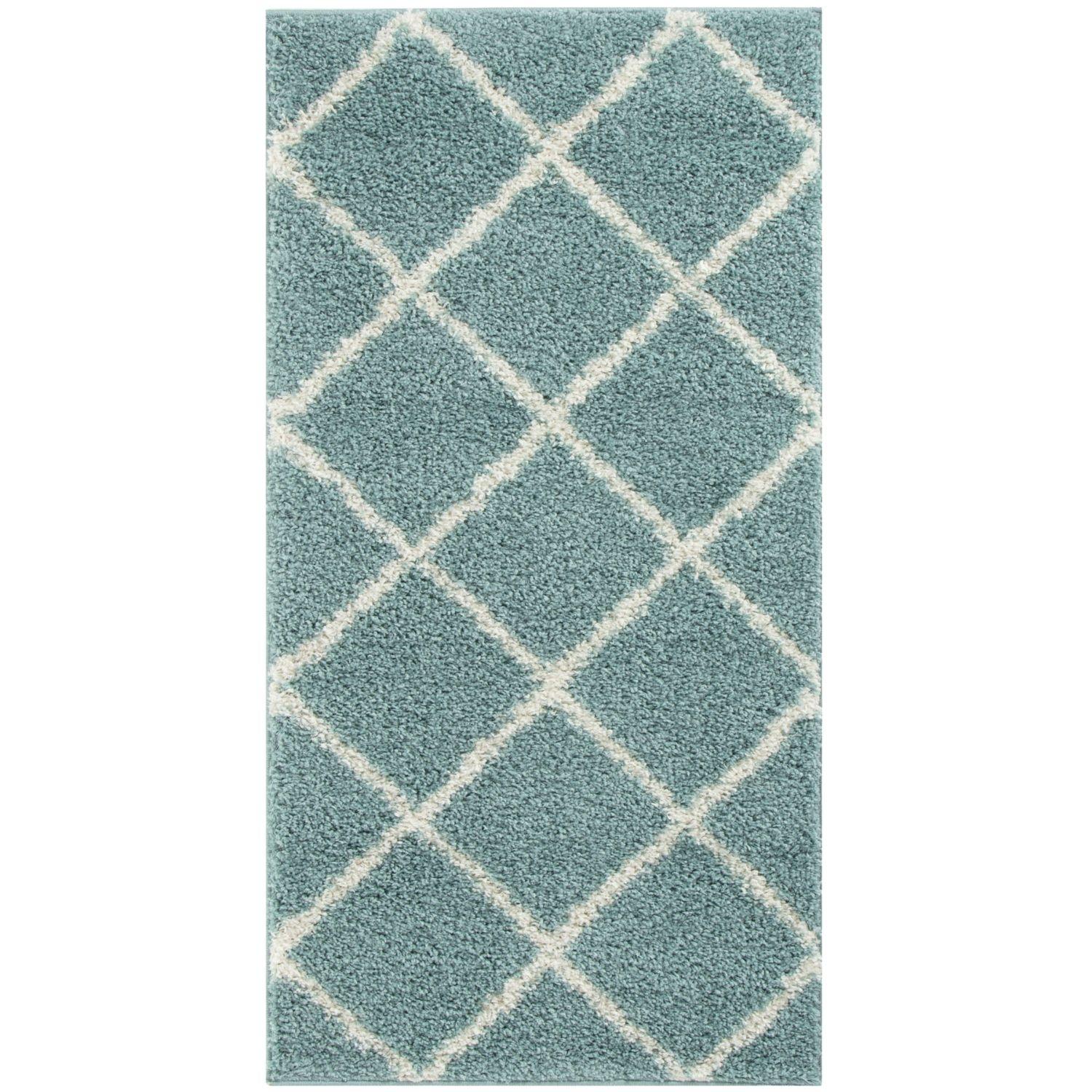Moroccan Duck Egg Blue Shaggy Rug | 550 - Bargainia.com - 5056584503043 - 3210