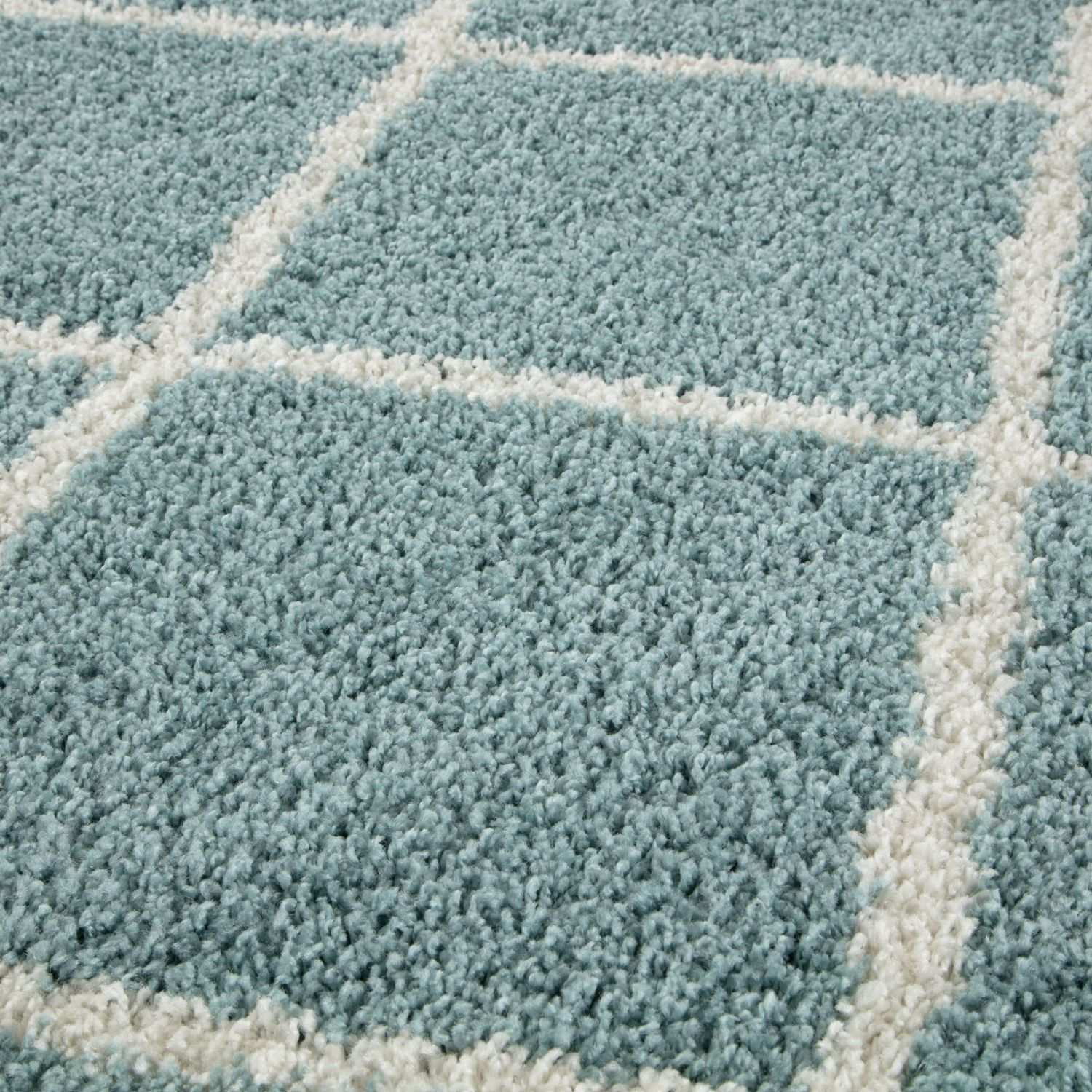 Moroccan Duck Egg Blue Shaggy Rug | 550 - Bargainia.com - 5056584503043 - 3210