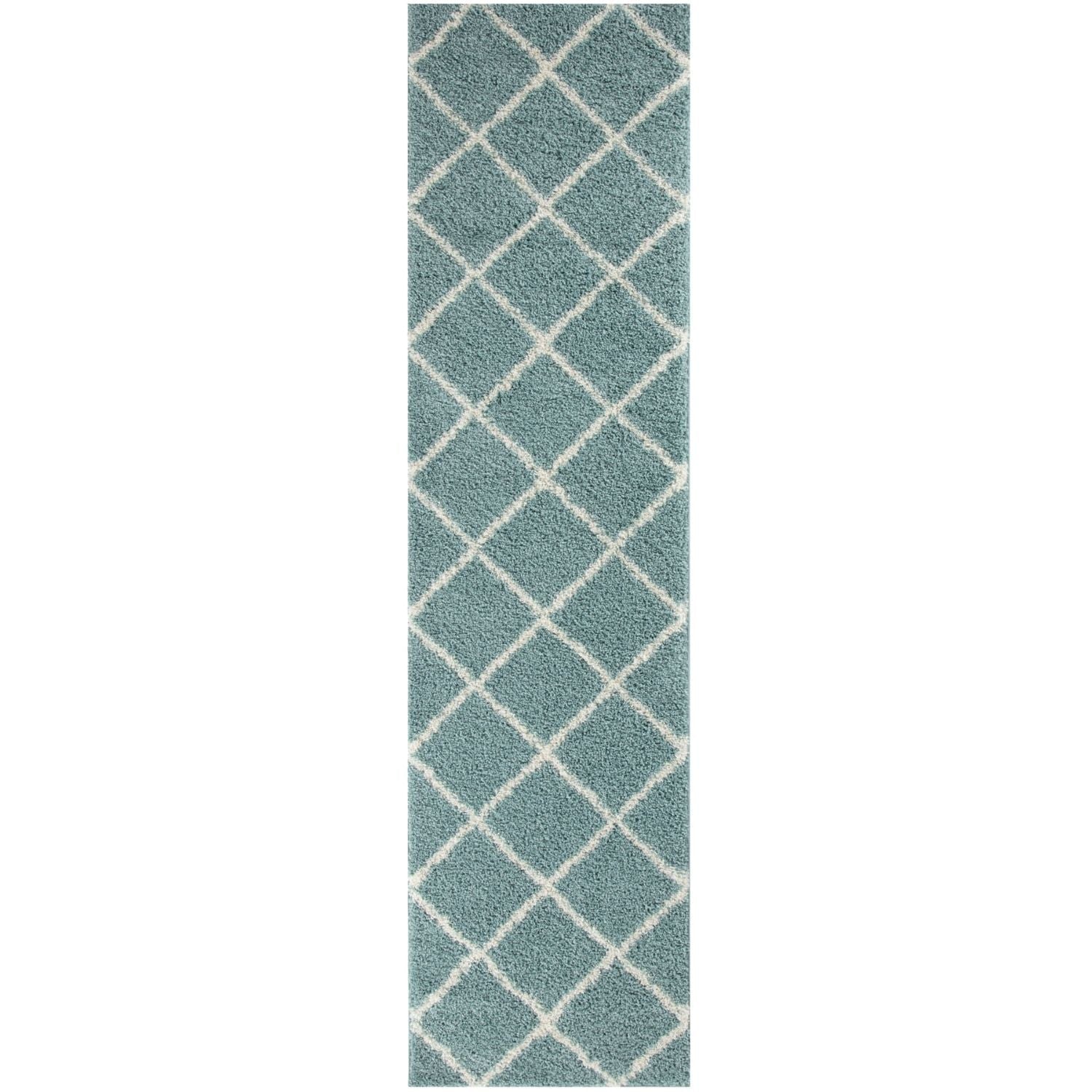 Moroccan Duck Egg Blue Shaggy Rug | 550 - Bargainia.com - 