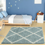 Moroccan Duck Egg Blue Shaggy Rug | 550 - Bargainia.com - 