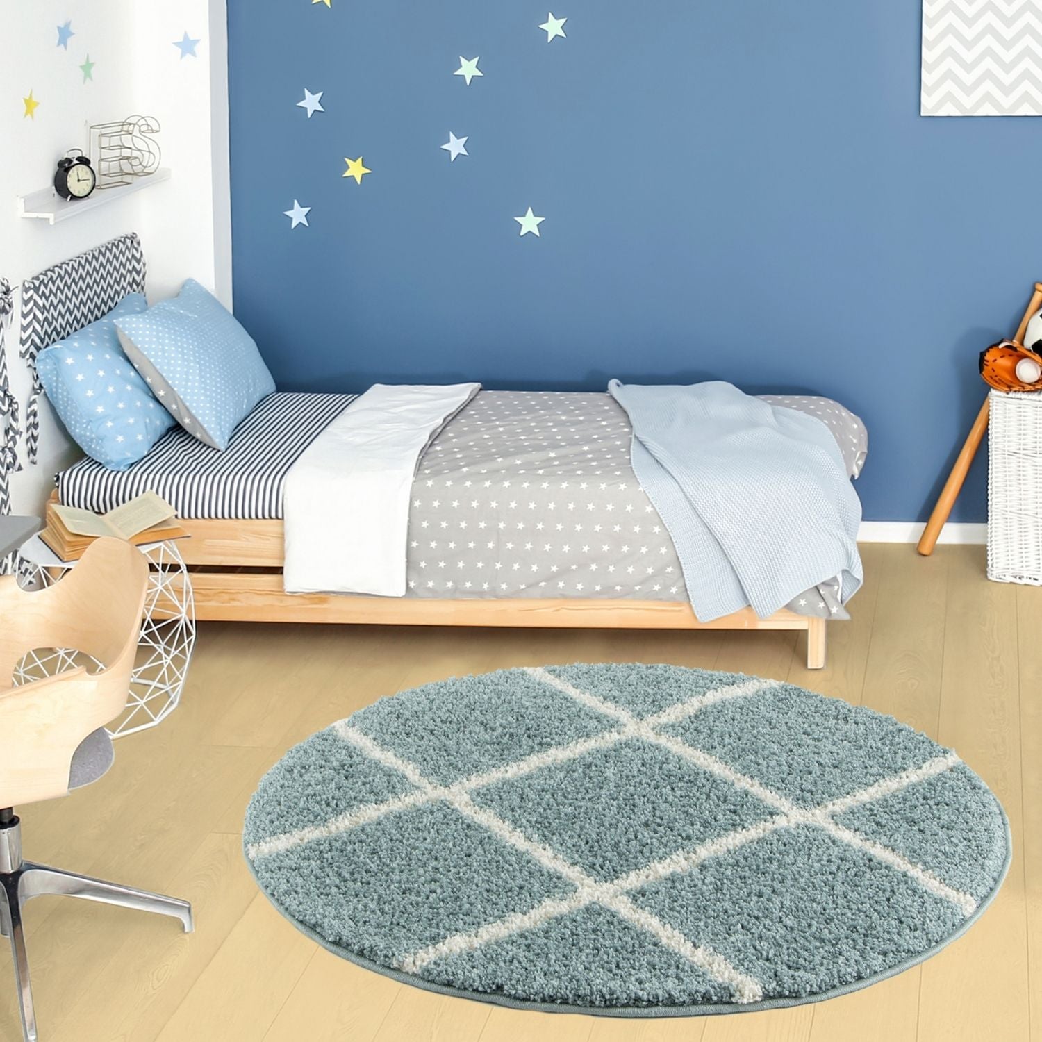 Moroccan Duck Egg Blue Shaggy Rug | 550 - Bargainia.com - 5056584503289 - 3214