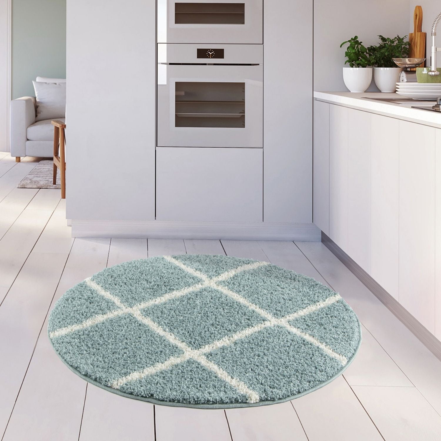 Moroccan Duck Egg Blue Shaggy Rug | 550 - Bargainia.com - 