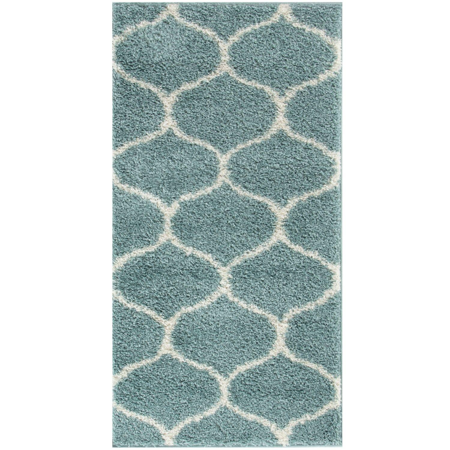 Moroccan Duck Egg Blue Shaggy Rug | 650 - Bargainia.com - 5056584503647 - 3270