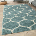 Moroccan Duck Egg Blue Shaggy Rug | 650 - Bargainia.com - 