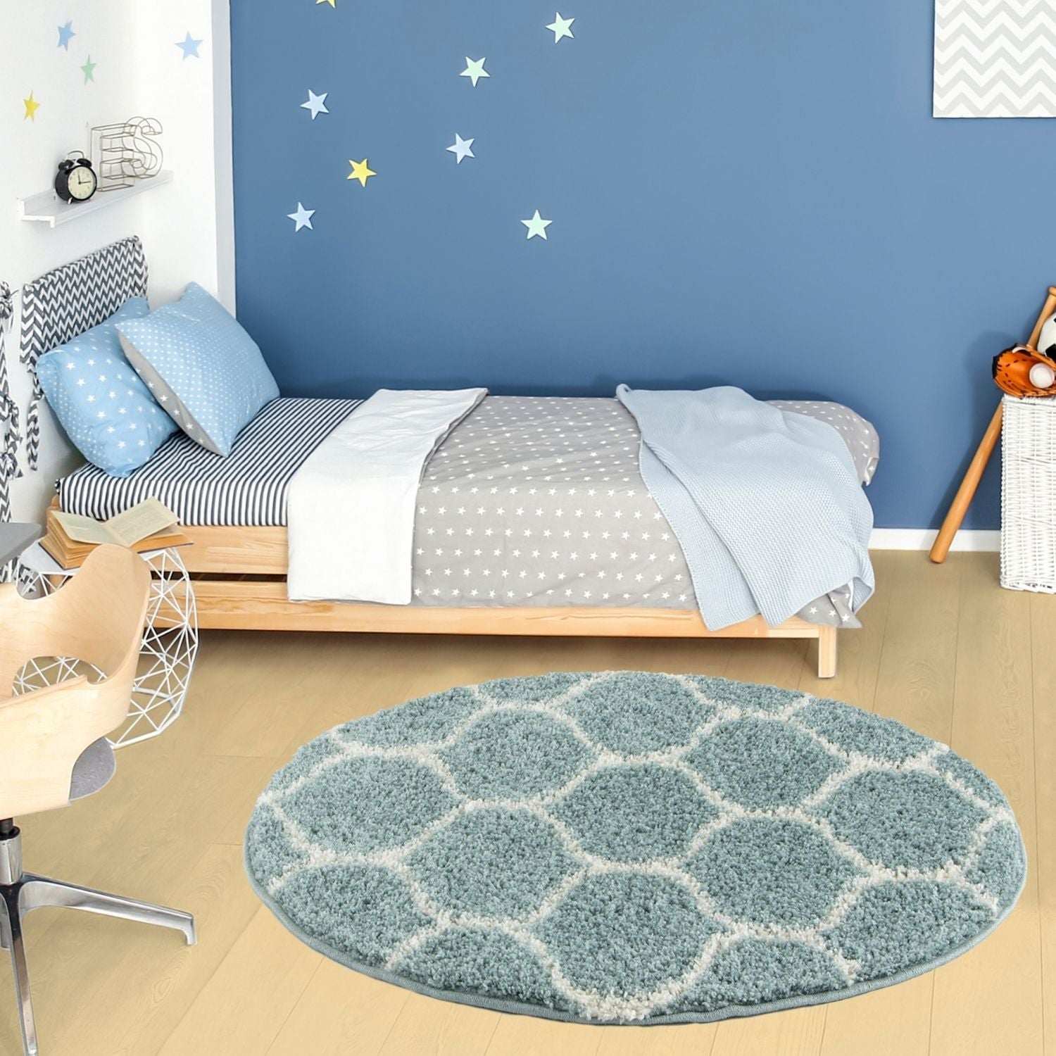 Moroccan Duck Egg Blue Shaggy Rug | 650 - Bargainia.com - 5056584503883 - 3274