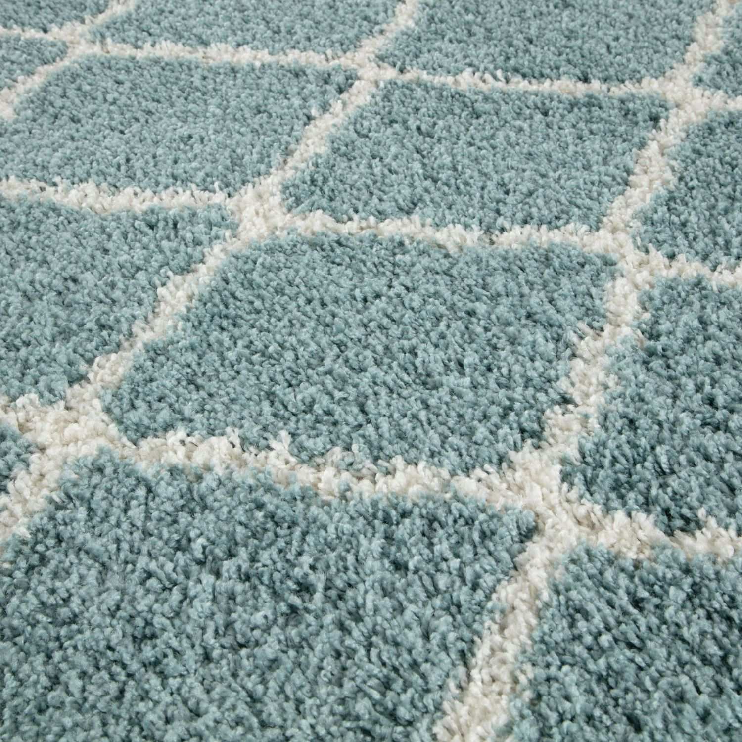 Moroccan Duck Egg Blue Shaggy Rug | 750 - Bargainia.com - 