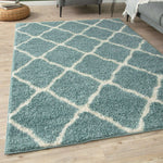 Moroccan Duck Egg Blue Shaggy Rug | 750 - Bargainia.com - 
