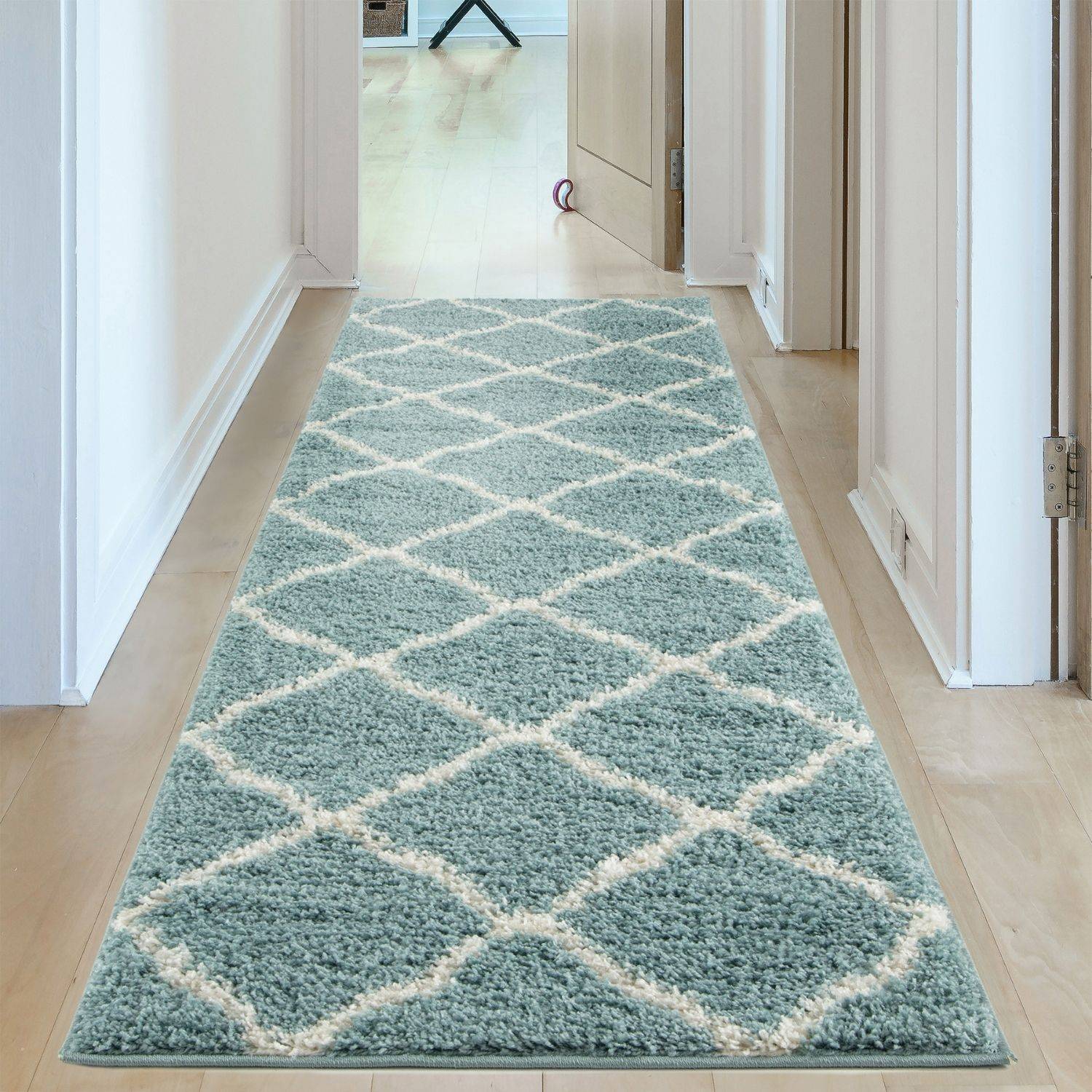 Moroccan Duck Egg Blue Shaggy Rug | 750 - Bargainia.com - 