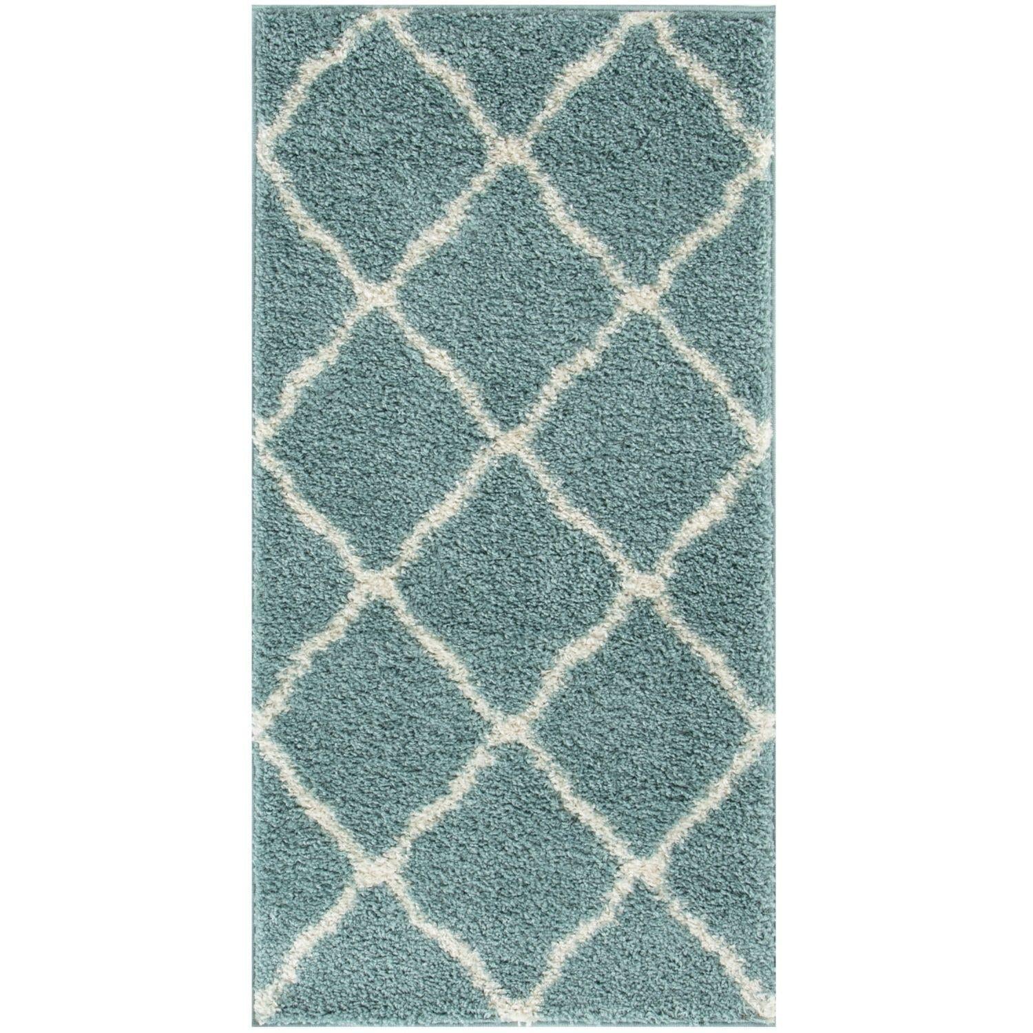 Moroccan Duck Egg Blue Shaggy Rug | 750 - Bargainia.com - 5056584504422 - 3333