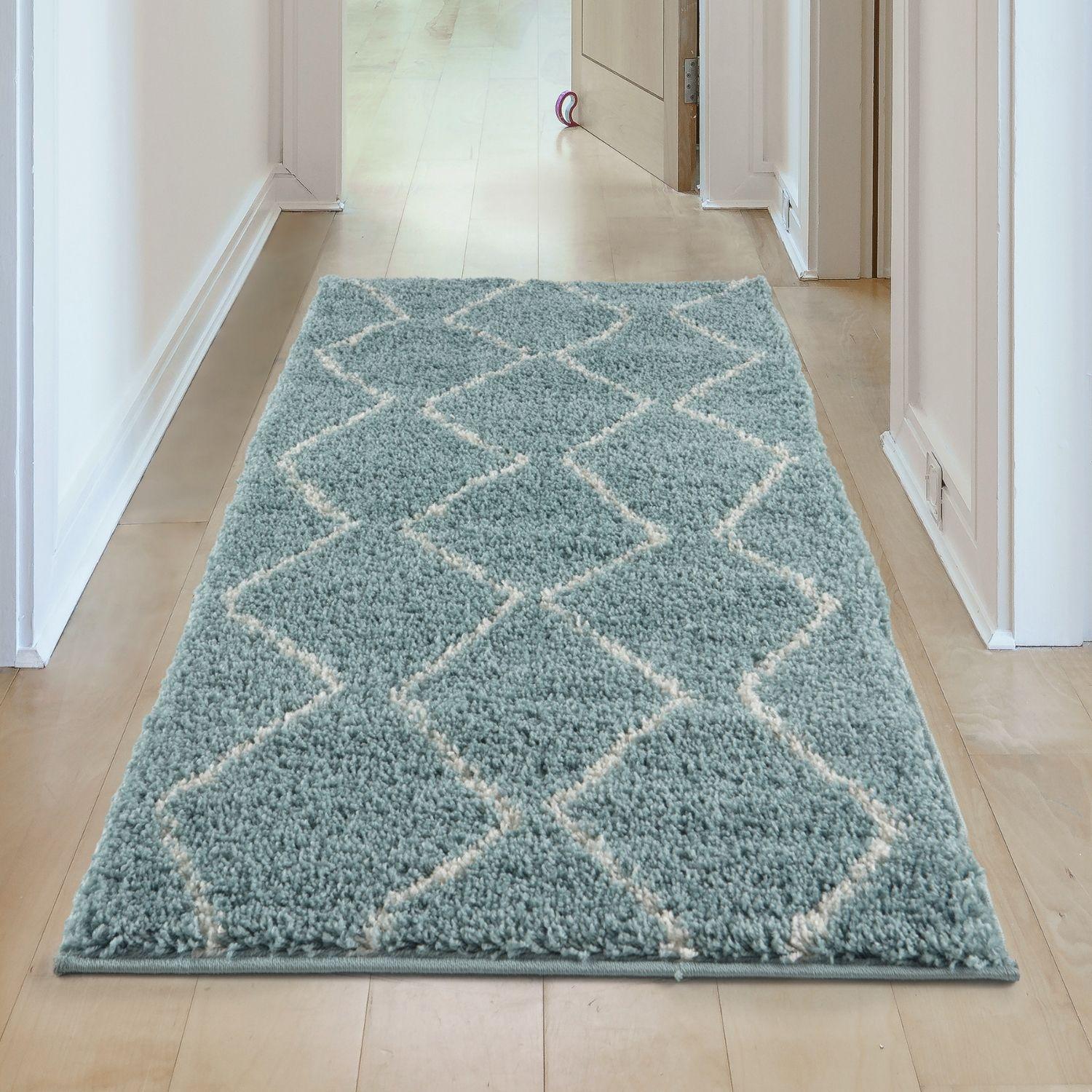Moroccan Duck Egg Blue Shaggy Rug | 850 - Bargainia.com - 5056584513516 - 3504