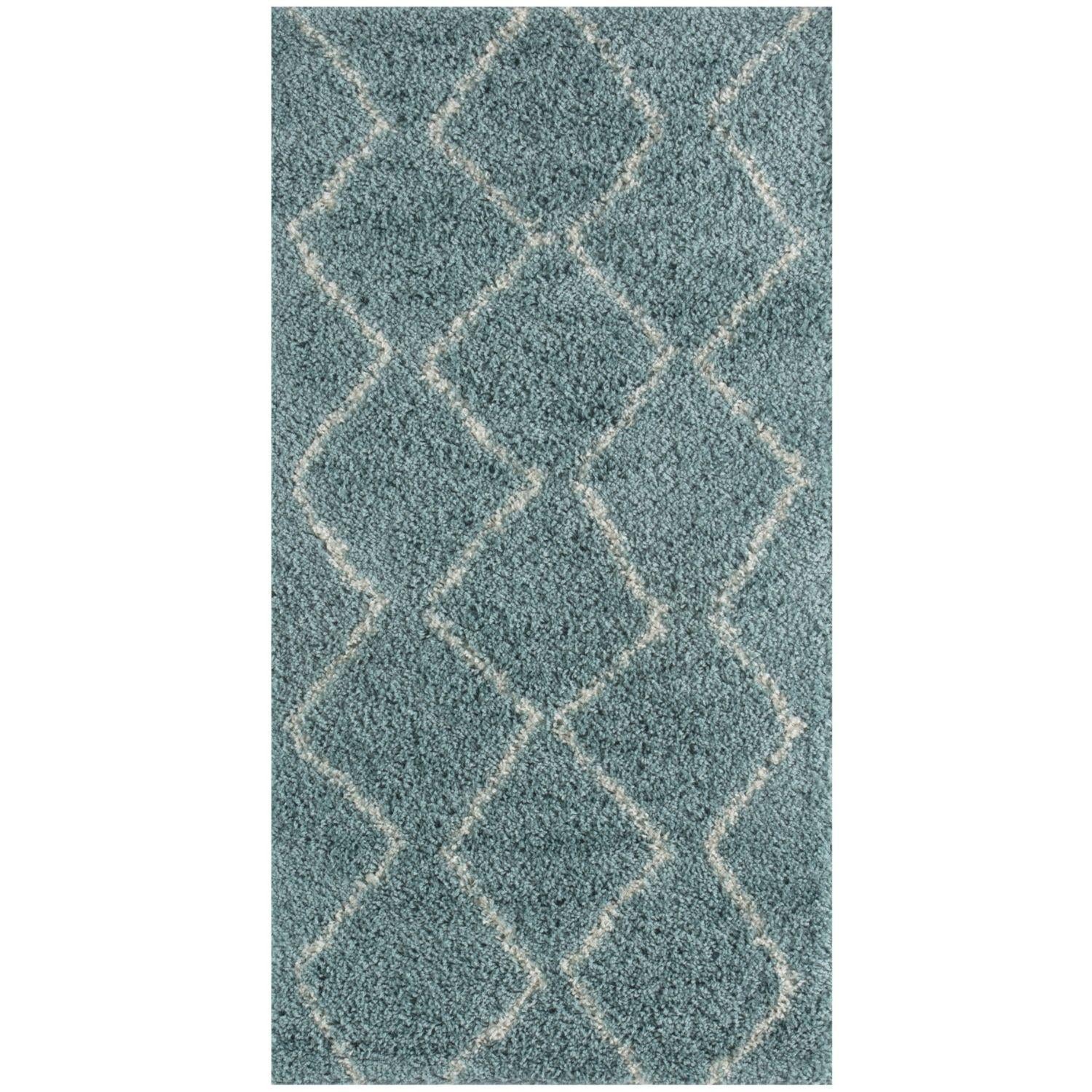 Moroccan Duck Egg Blue Shaggy Rug | 850 - Bargainia.com - 5056584513516 - 3504