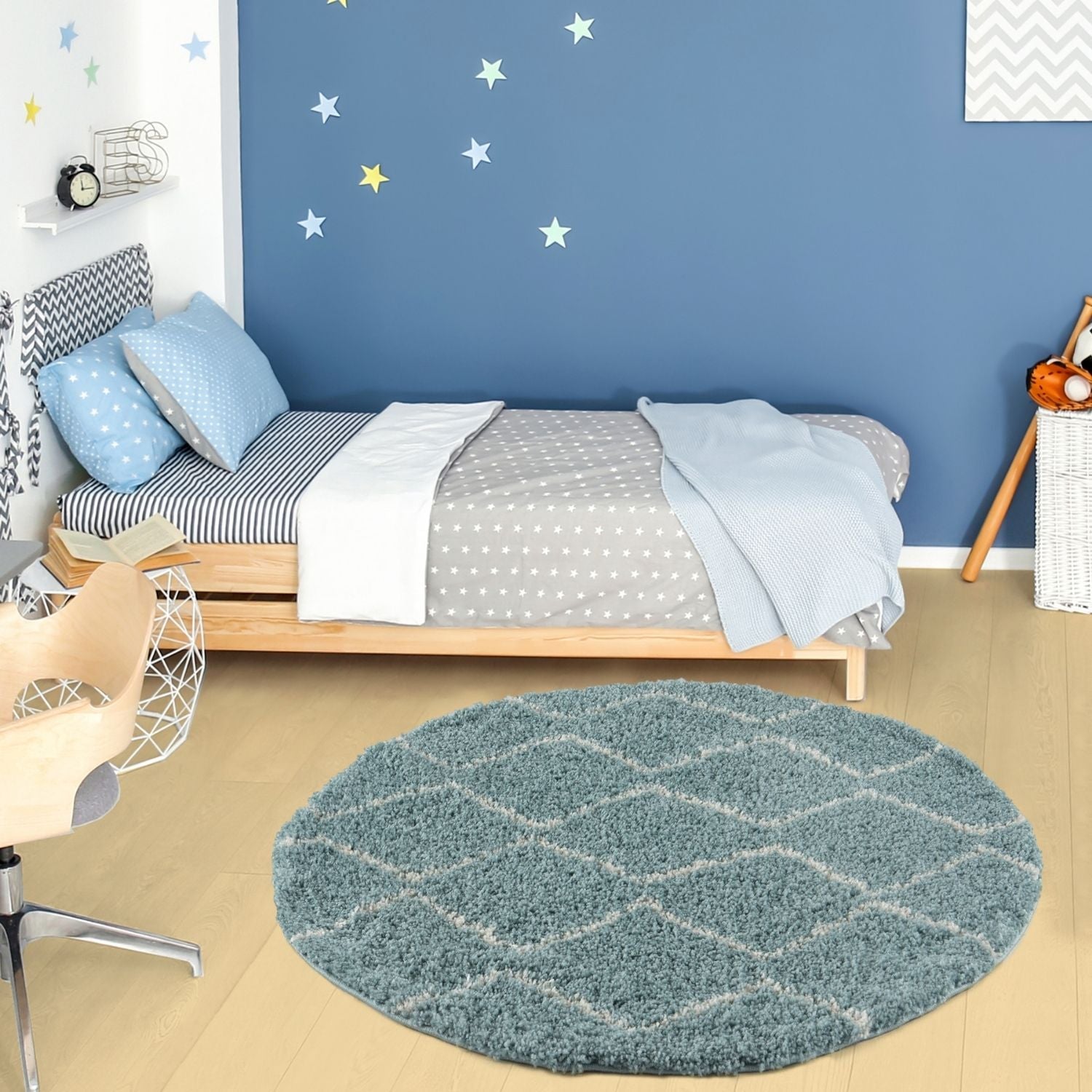 Moroccan Duck Egg Blue Shaggy Rug | 850 - Bargainia.com - 5056584513752 - 3506