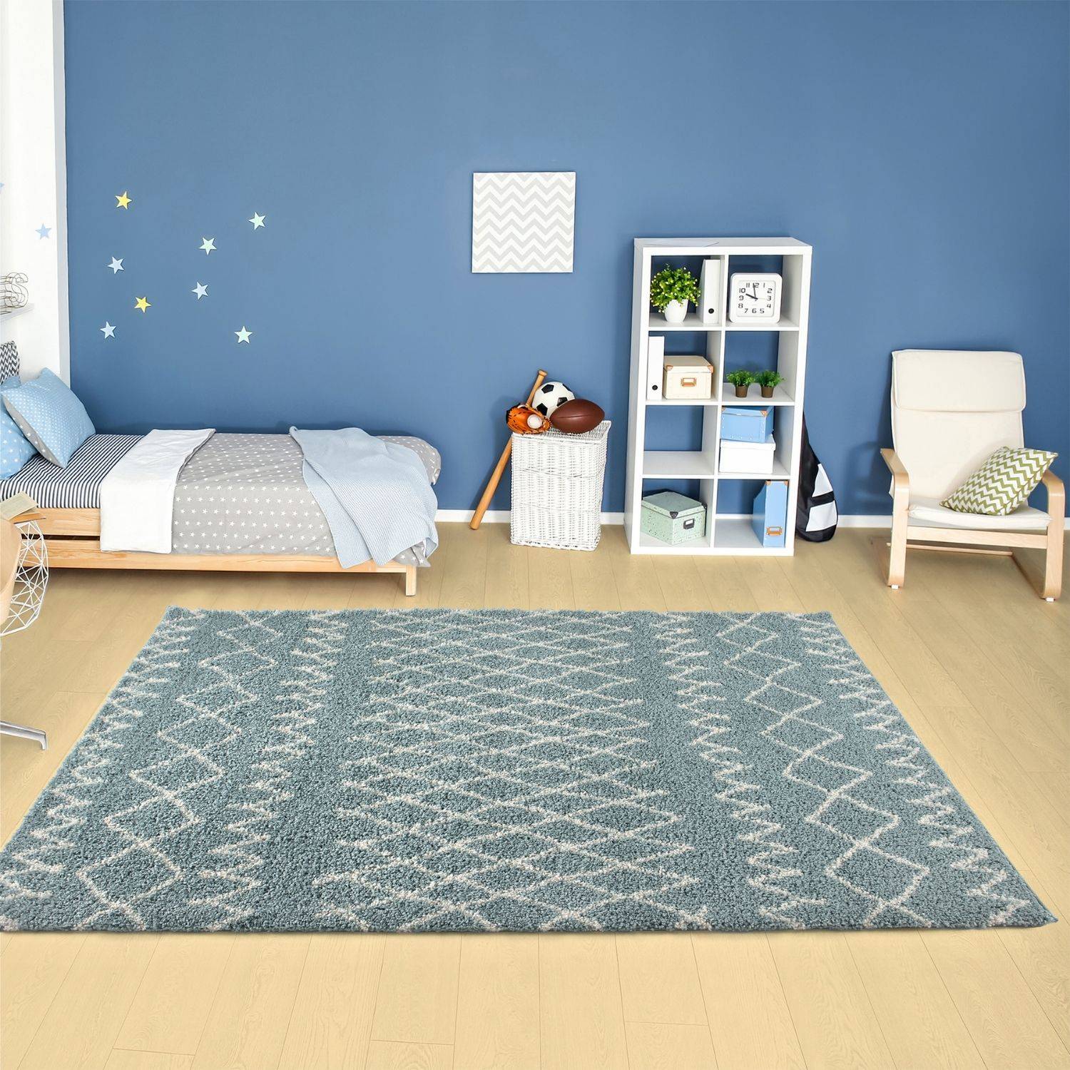 Moroccan Duck Egg Blue Shaggy Rug | 950 - Bargainia.com - 