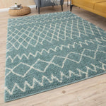 Moroccan Duck Egg Blue Shaggy Rug | 950 - Bargainia.com - 