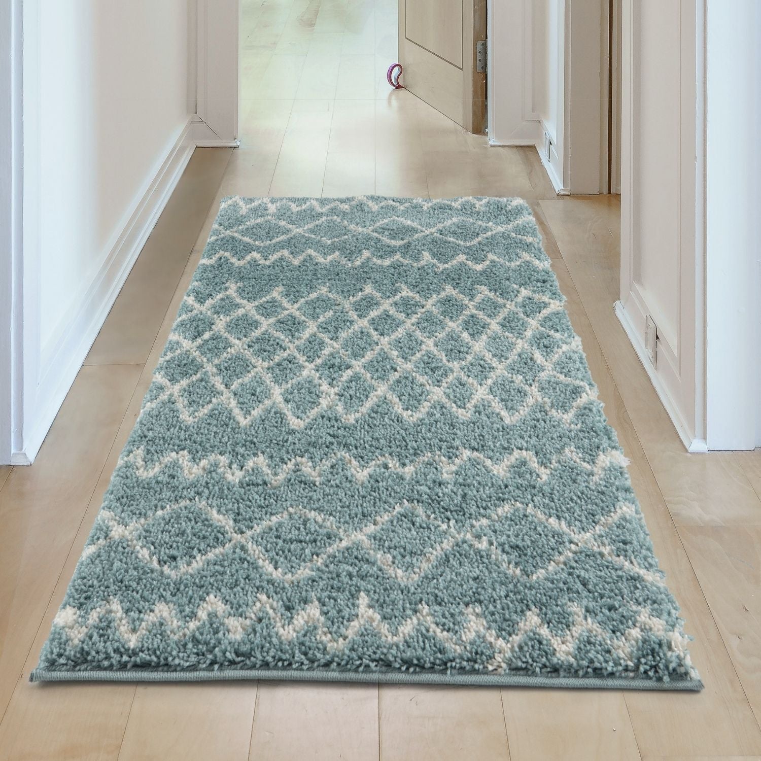 Moroccan Duck Egg Blue Shaggy Rug | 950 - Bargainia.com - 5056584513578 - 3564