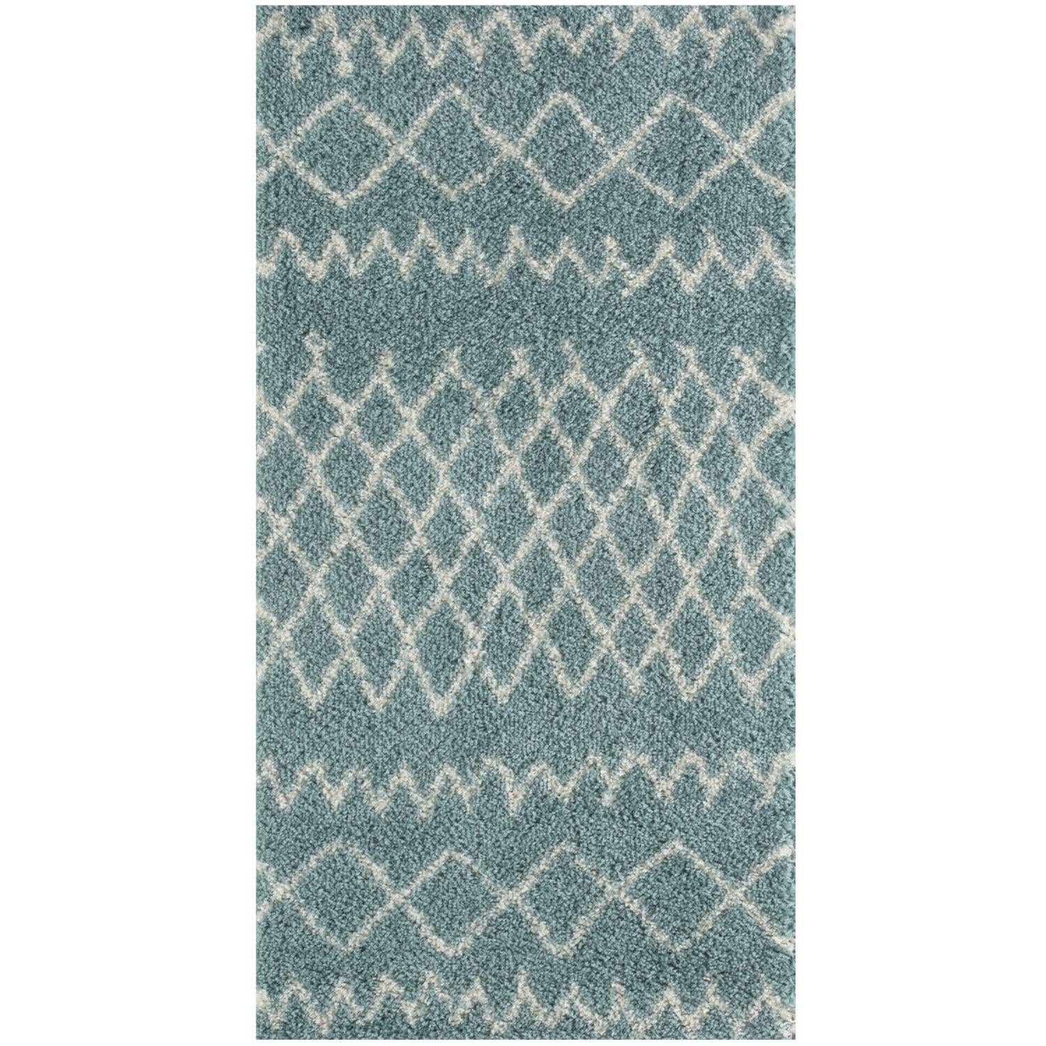 Moroccan Duck Egg Blue Shaggy Rug | 950 - Bargainia.com - 