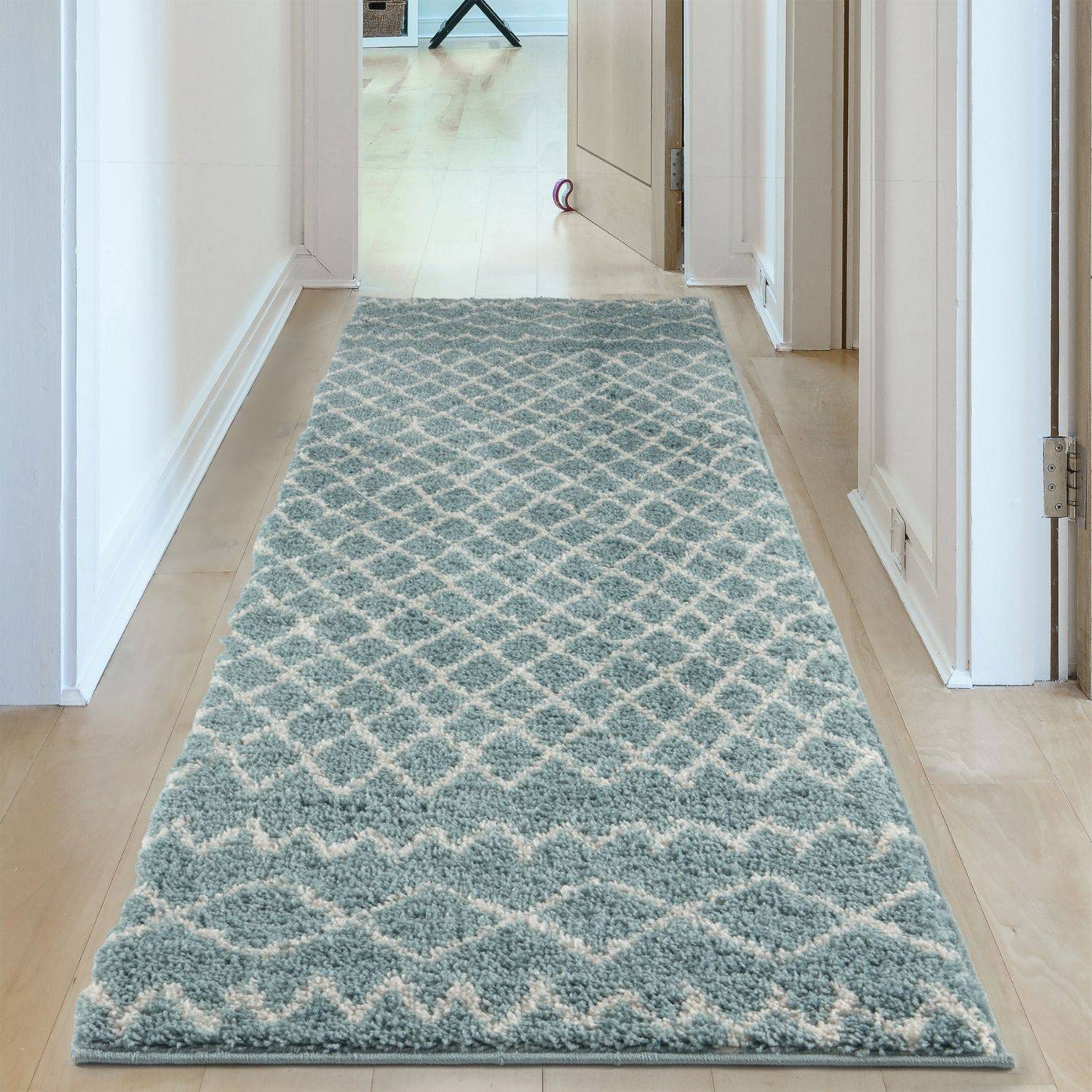 Moroccan Duck Egg Blue Shaggy Rug | 950 - Bargainia.com - 5056584513691 - 3565