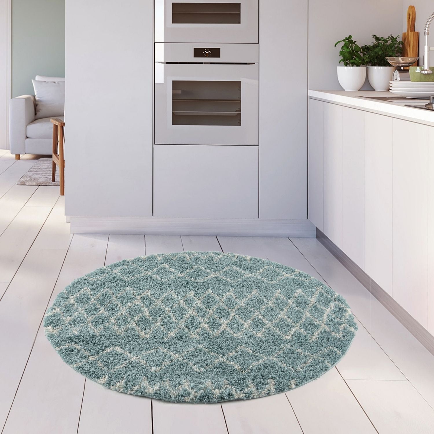 Moroccan Duck Egg Blue Shaggy Rug | 950 - Bargainia.com - 