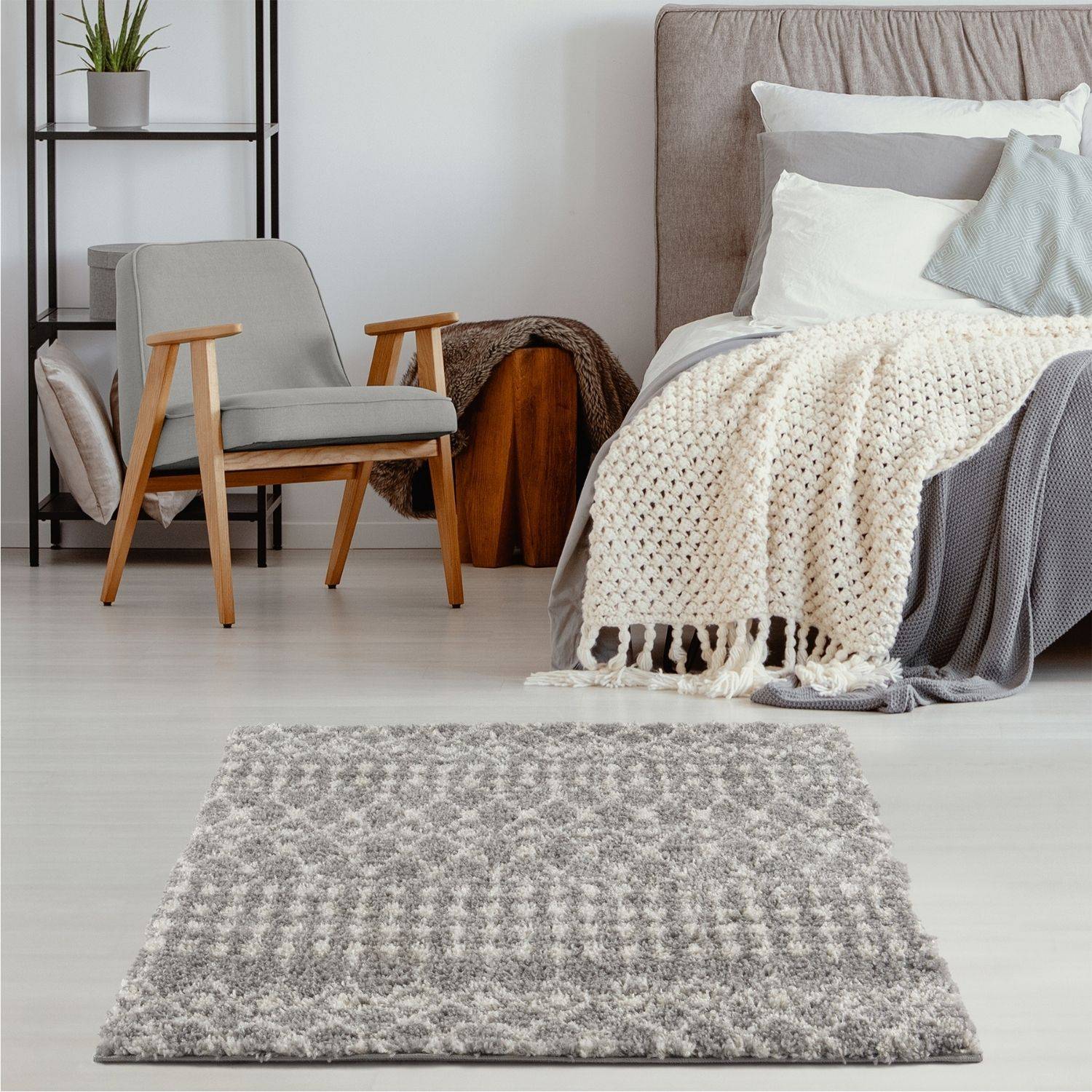 Moroccan Grey Shaggy Rug | 1010 - Bargainia.com - 5056584541496 - 3583