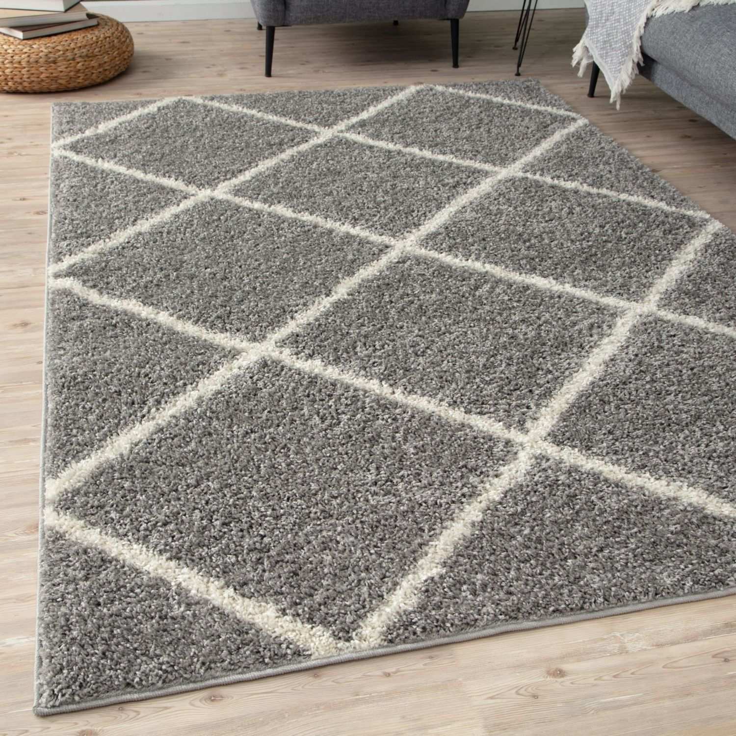 Moroccan Grey Shaggy Rug | 510 - Bargainia.com - 