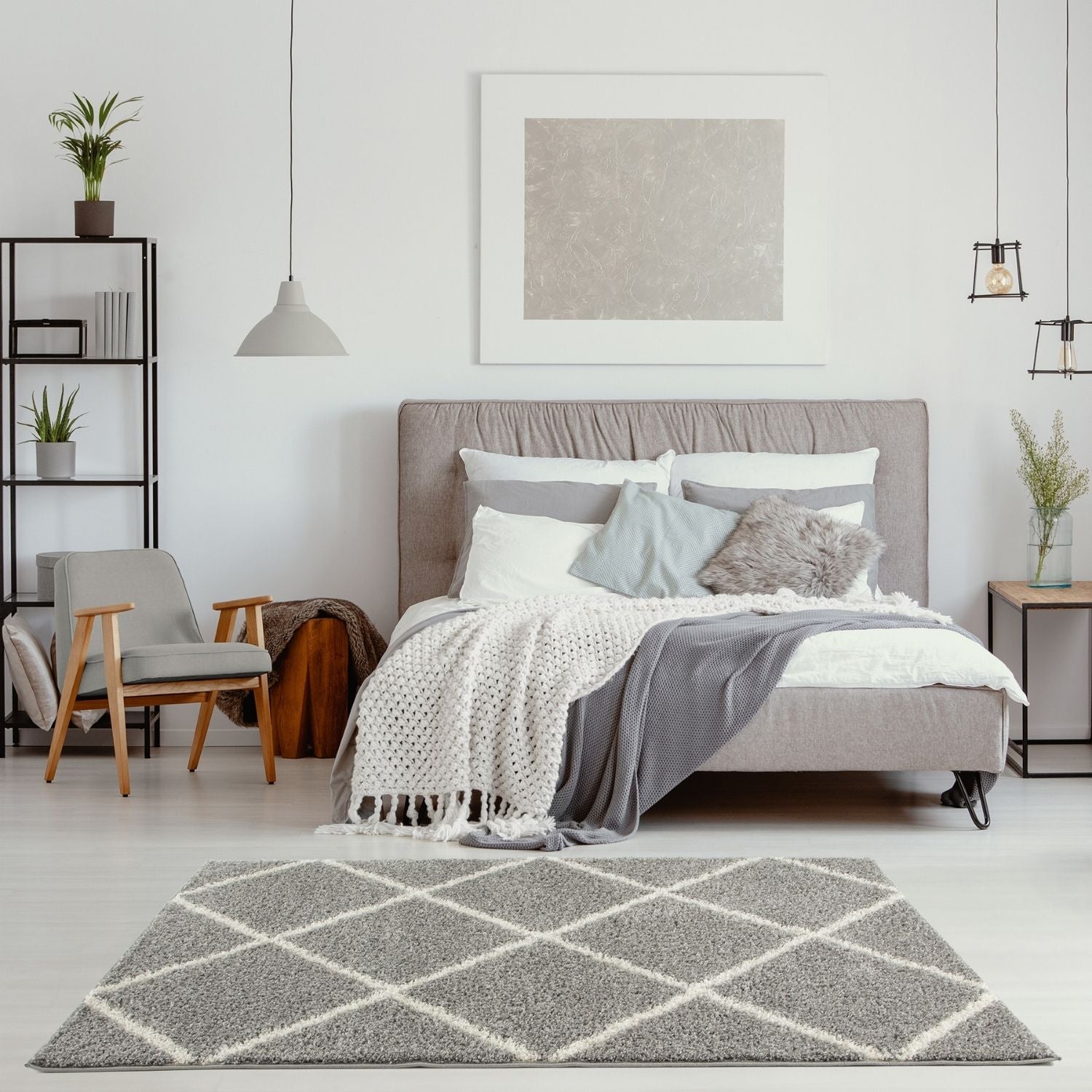 Moroccan Grey Shaggy Rug | 510 - Bargainia.com - 5056584503005 - 3170