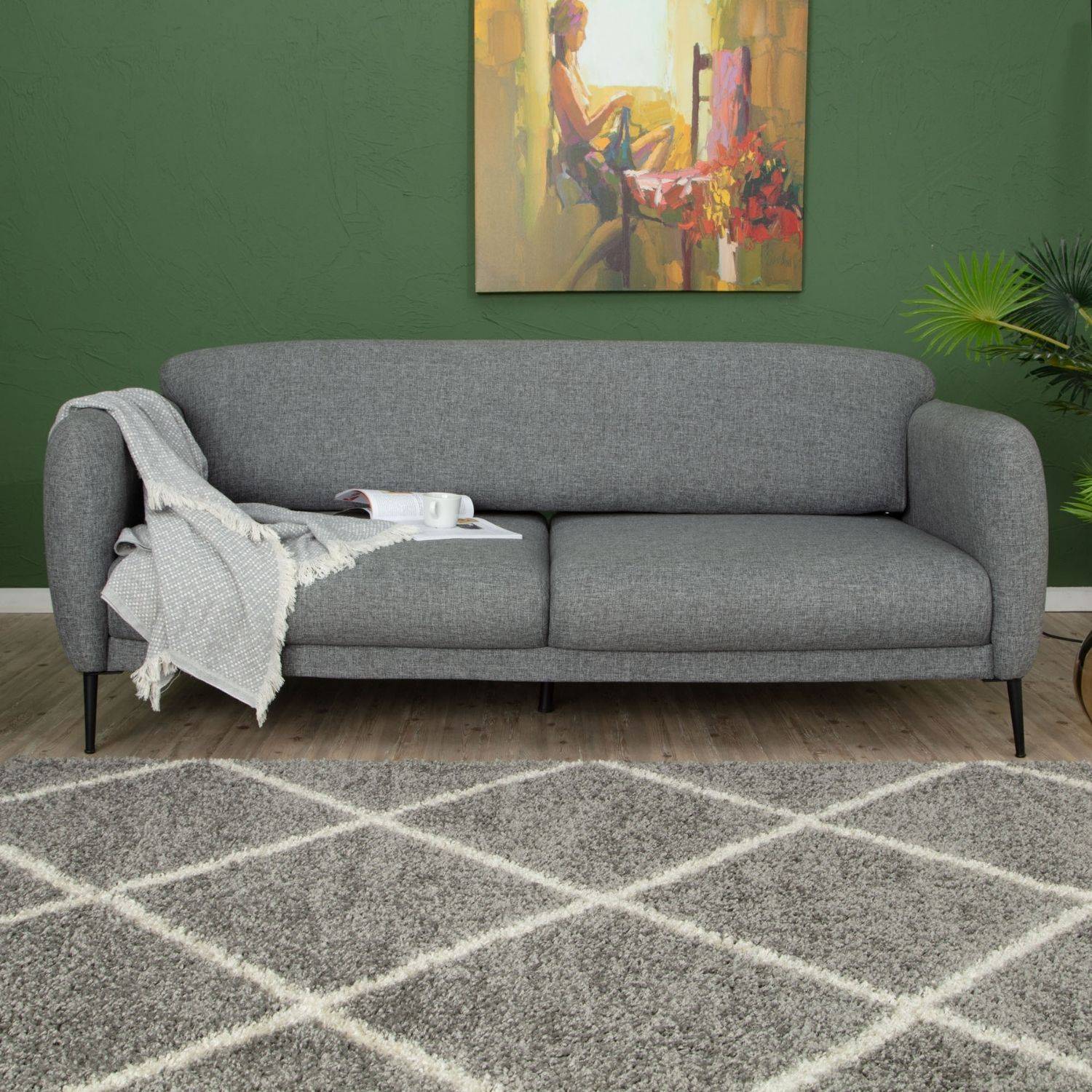 Moroccan Grey Shaggy Rug | 510 - Bargainia.com - 