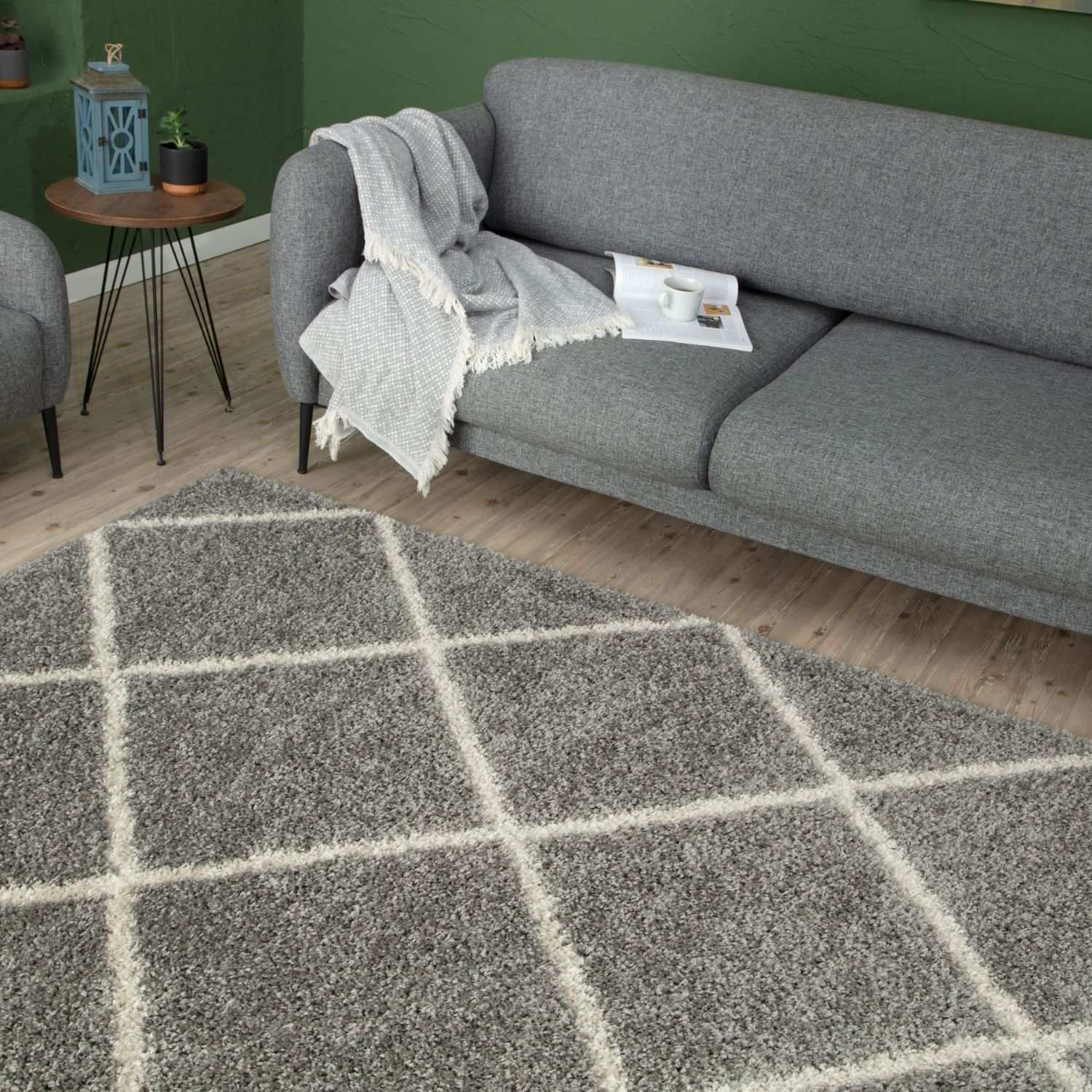 Moroccan Grey Shaggy Rug | 510 - Bargainia.com - 5056584503005 - 3170
