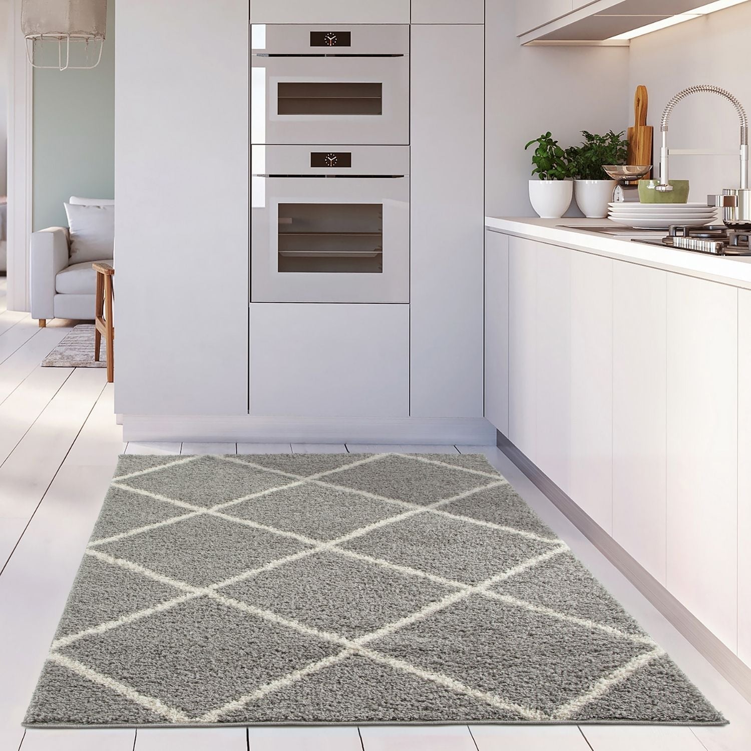 Moroccan Grey Shaggy Rug | 510 - Bargainia.com - 5056584503005 - 3170