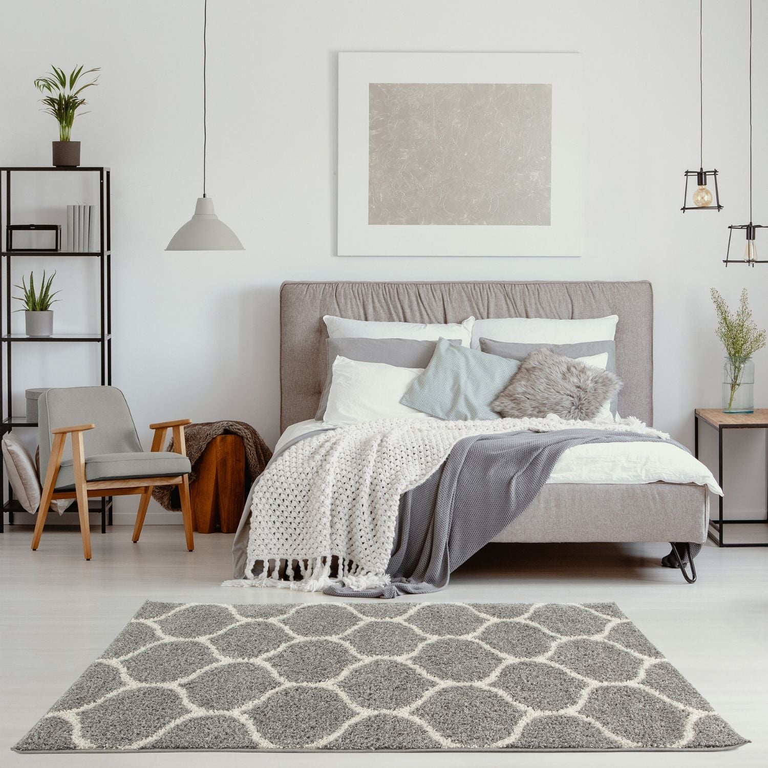 Moroccan Grey Shaggy Rug | 610 - Bargainia.com - 5056584503609 - 3230