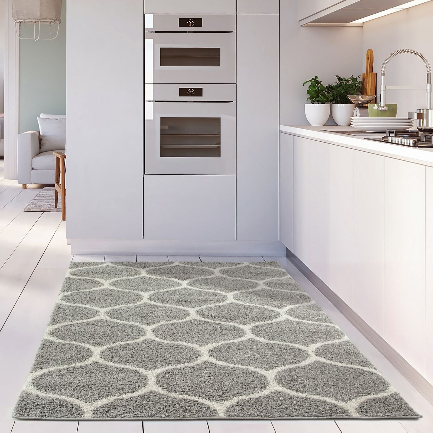 Moroccan Grey Shaggy Rug | 610 - Bargainia.com - 5056584503609 - 3230