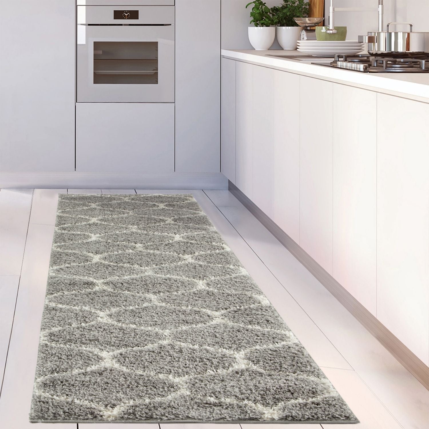 Moroccan Grey Shaggy Rug | 610 - Bargainia.com - 5056584503722 - 3232