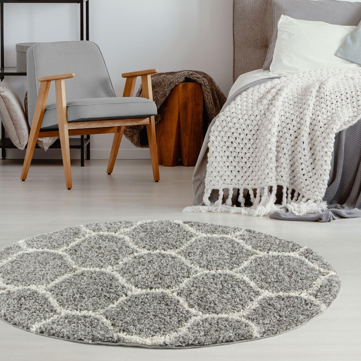Moroccan Grey Shaggy Rug | 610 - Bargainia.com - 
