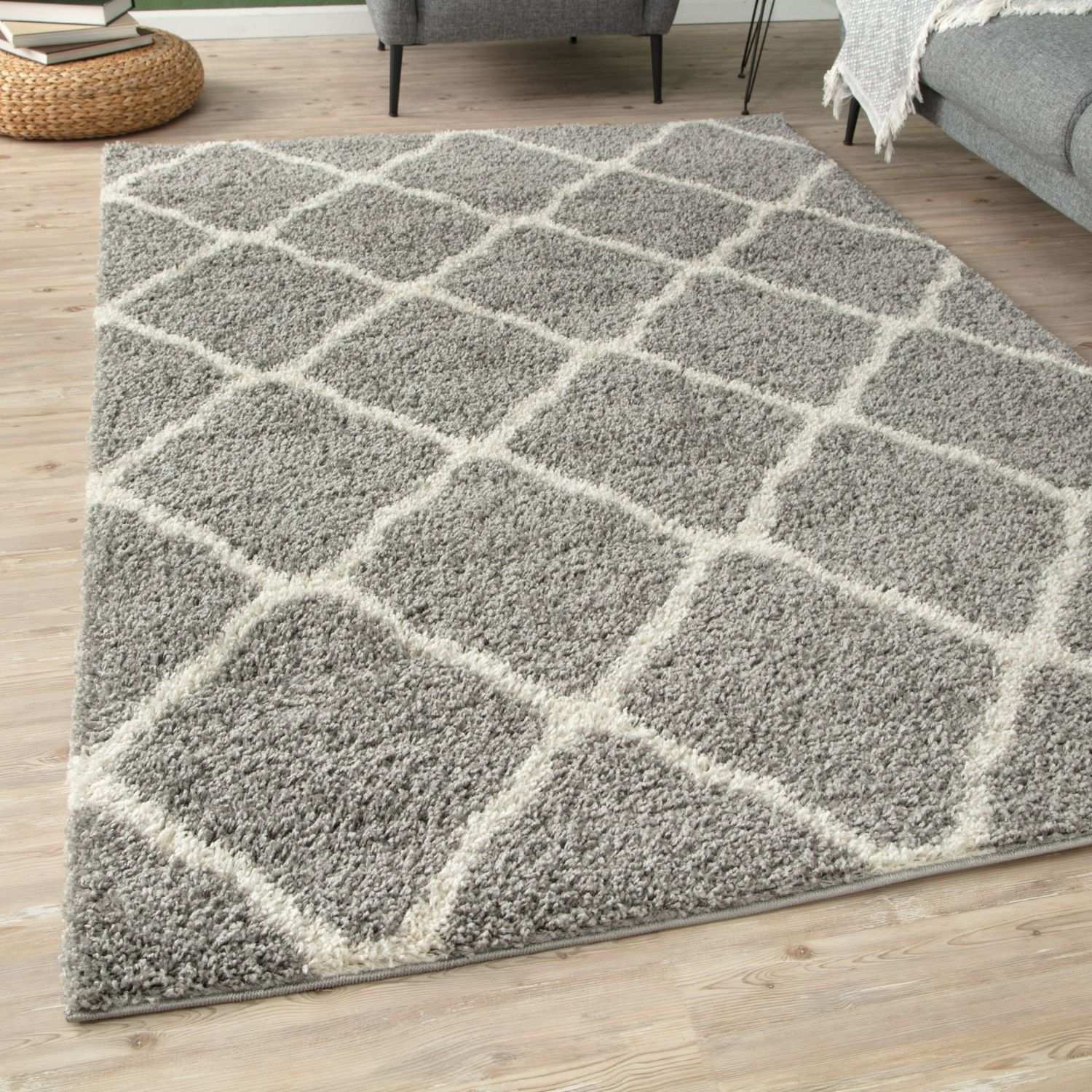 Moroccan Grey Shaggy Rug | 710 - Bargainia.com - 