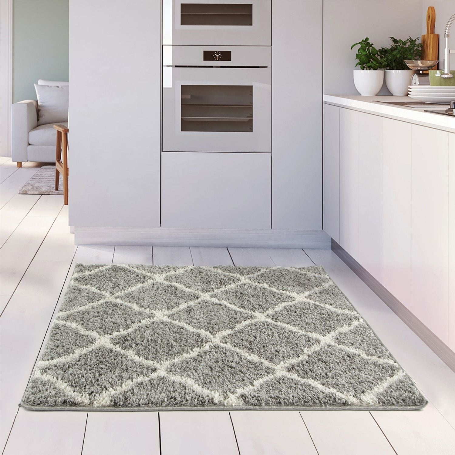 Moroccan Grey Shaggy Rug | 710 - Bargainia.com - 