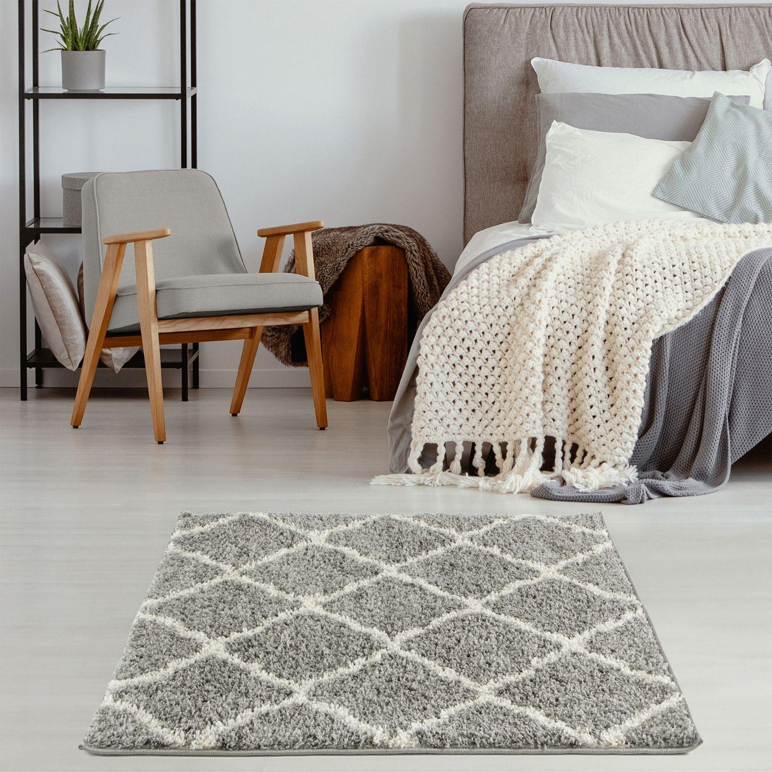 Moroccan Grey Shaggy Rug | 710 - Bargainia.com - 5056584504385 - 3293