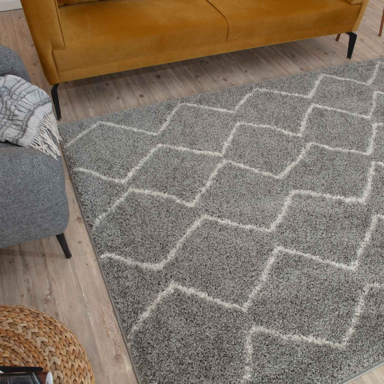 Moroccan Grey Shaggy Rug | 810 - Bargainia.com - 
