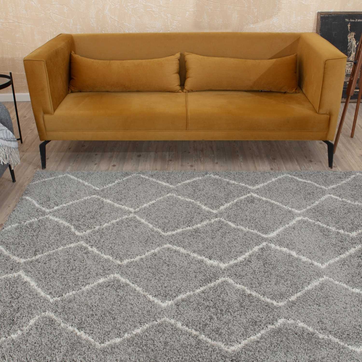 Moroccan Grey Shaggy Rug | 810 - Bargainia.com - 5056584513356 - 3463