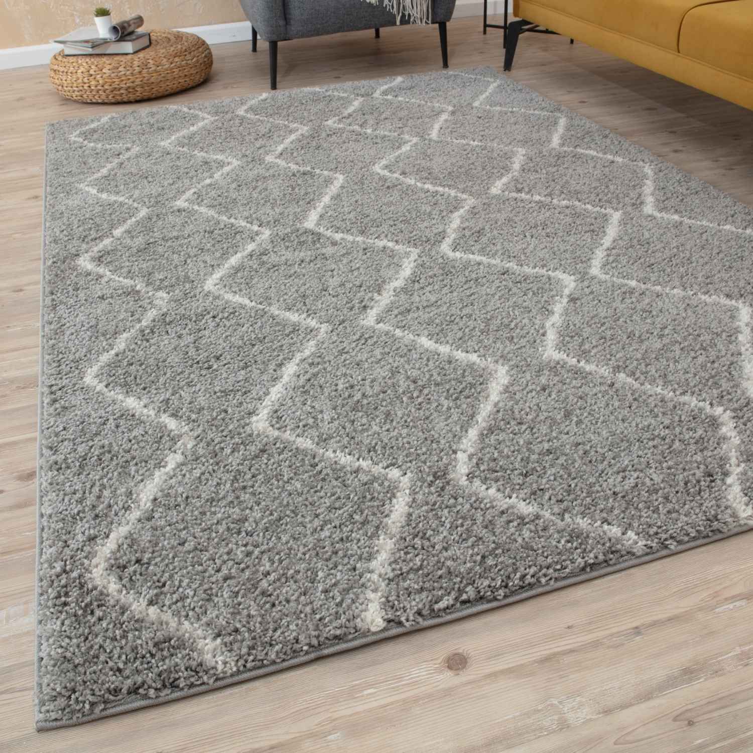 Moroccan Grey Shaggy Rug | 810 - Bargainia.com - 