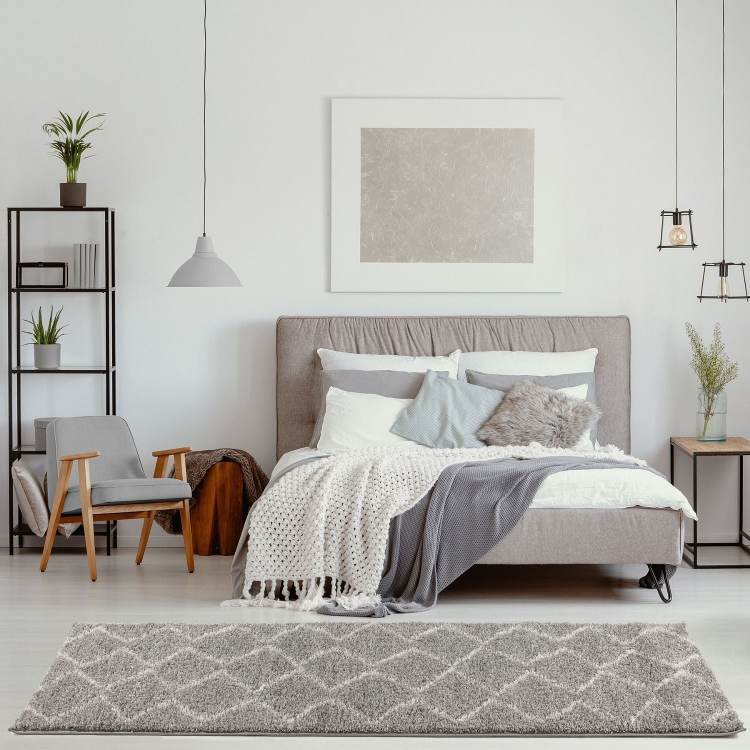 Moroccan Grey Shaggy Rug | 810 - Bargainia.com - 5056584513592 - 3465