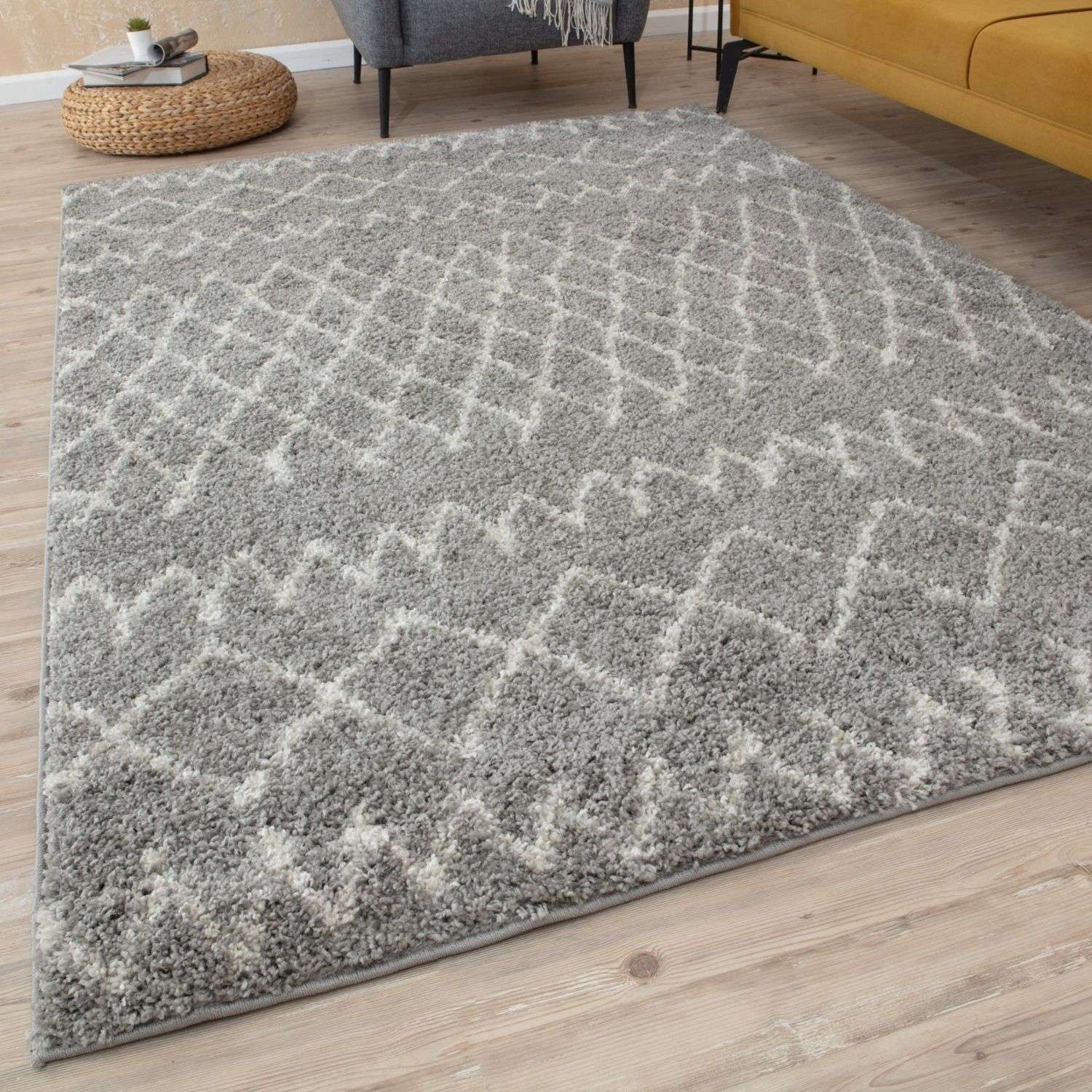 Moroccan Grey Shaggy Rug | 910 - Bargainia.com - 