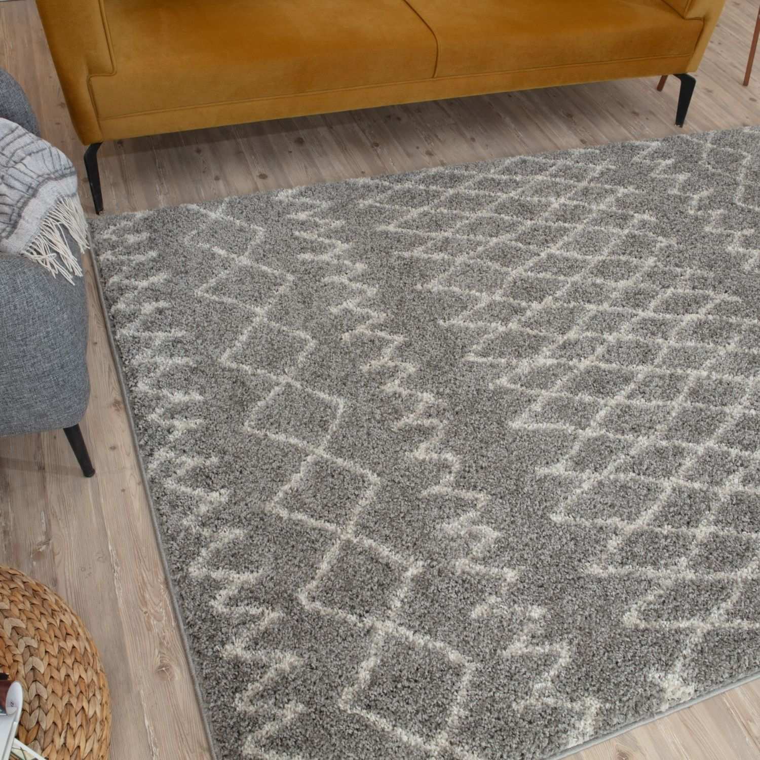 Moroccan Grey Shaggy Rug | 910 - Bargainia.com - 5056584513417 - 3523