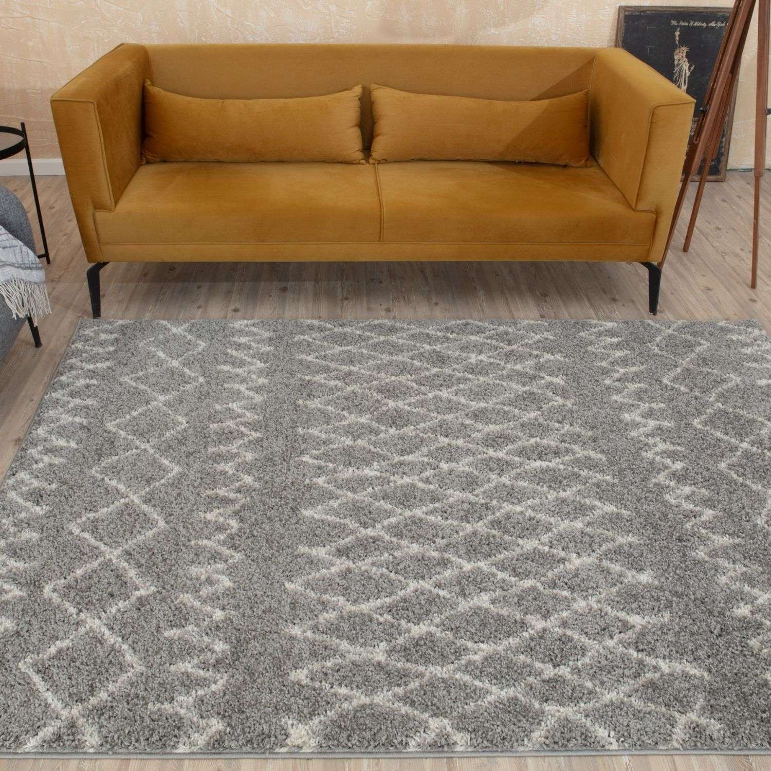 Moroccan Grey Shaggy Rug | 910 - Bargainia.com - 