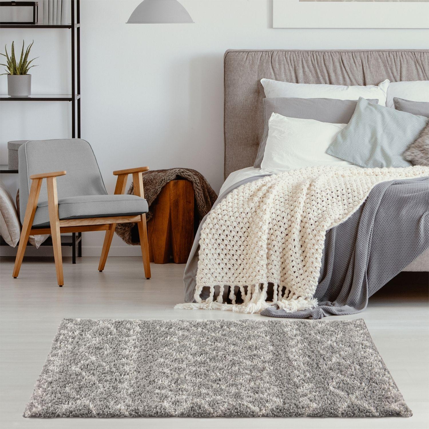 Moroccan Grey Shaggy Rug | 910 - Bargainia.com - 