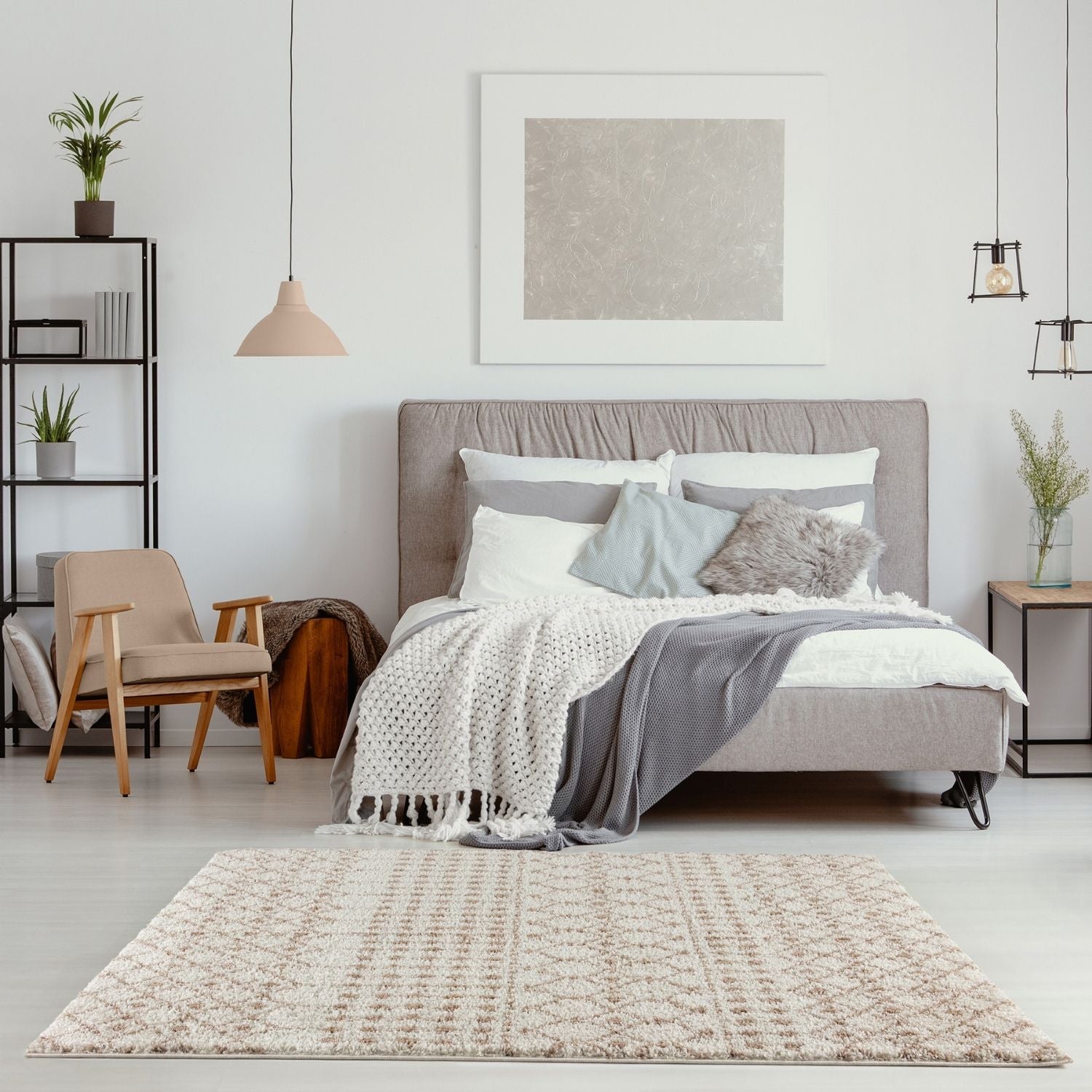 Moroccan Ivory Beige Shaggy Rug | 1030 - Bargainia.com - 5056584541519 - 3603