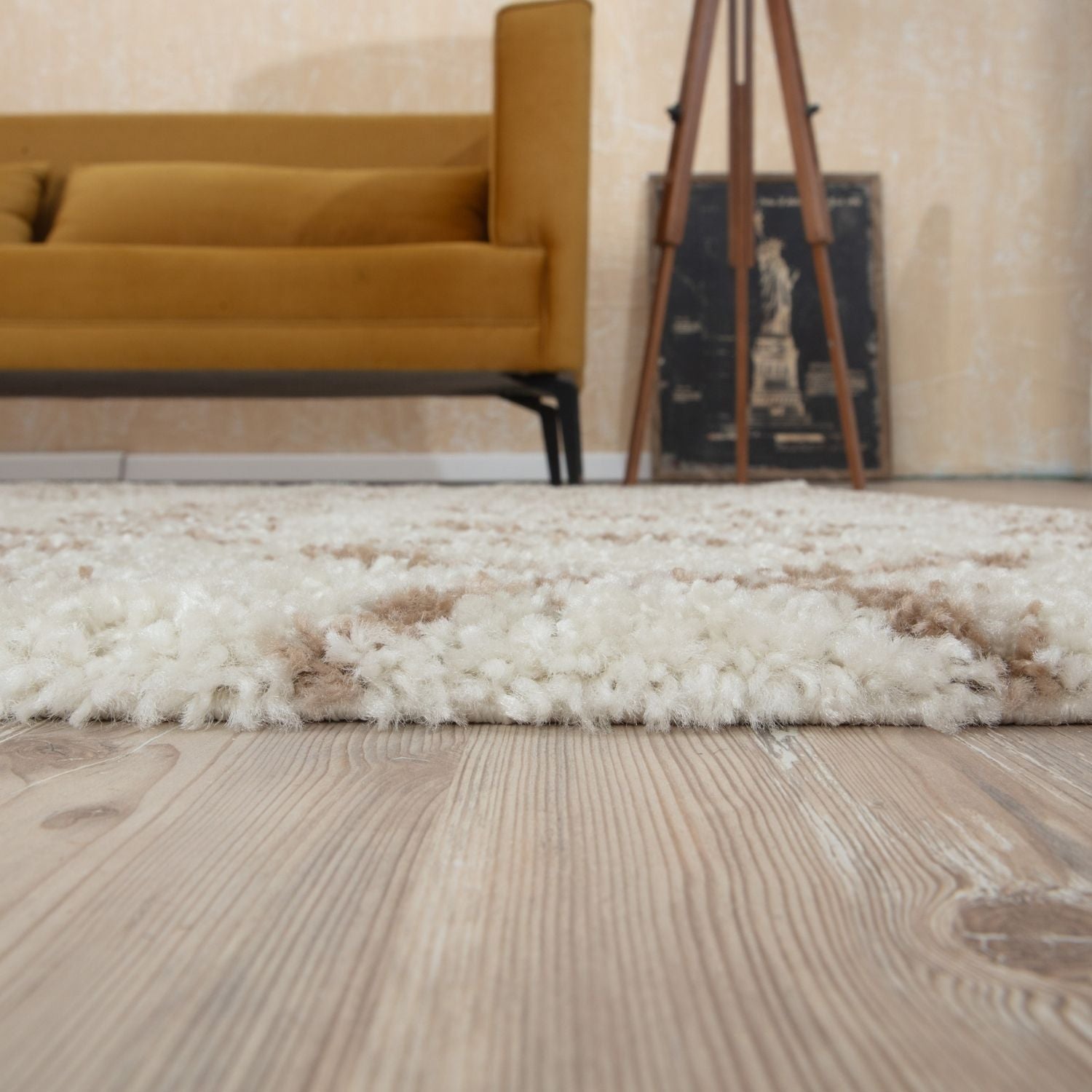 Moroccan Ivory Beige Shaggy Rug | 1030 - Bargainia.com - 