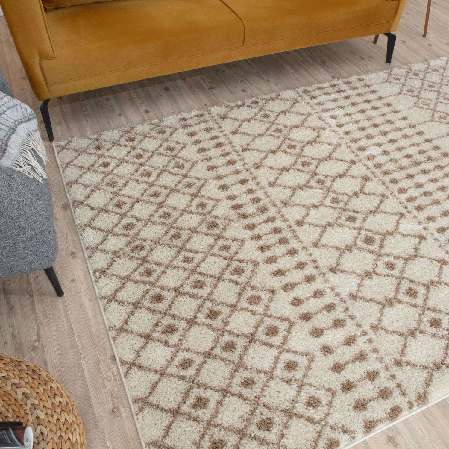 Moroccan Ivory Beige Shaggy Rug | 1030 - Bargainia.com - 5056584541519 - 3603